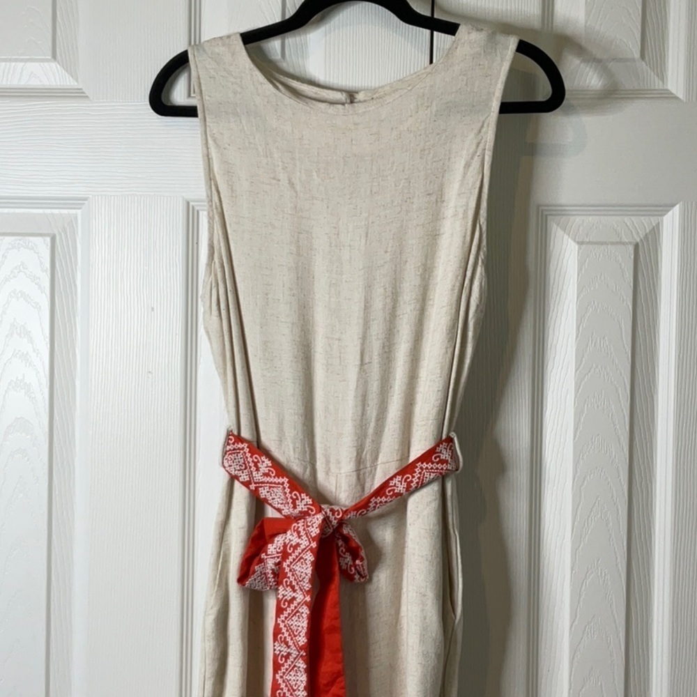 Monteau Los Angeles Women's Romper Linen Blend Pockets Weekend Preppy Size L - Picture 8 of 13